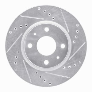 Ford Focus Brake Rotor (1) - Front Right - R1 Concepts - Drilled & Slotted - Silver - `08-`11